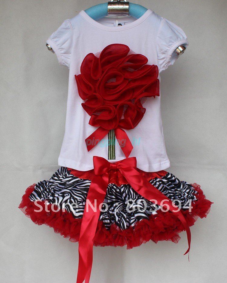 wholesale  new b2w2 baby  suits,short sleeverose  t-shirt and tutu Zebra grain skirt suit,5set/lot,Free shipping  hl-^_^