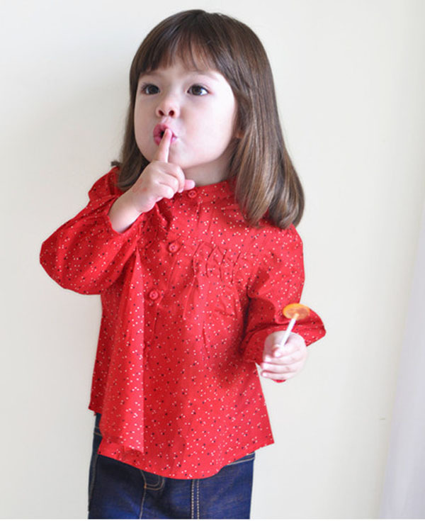 Wholesale new design high quality children shirts girls cotton long sleeve blouse, 50303