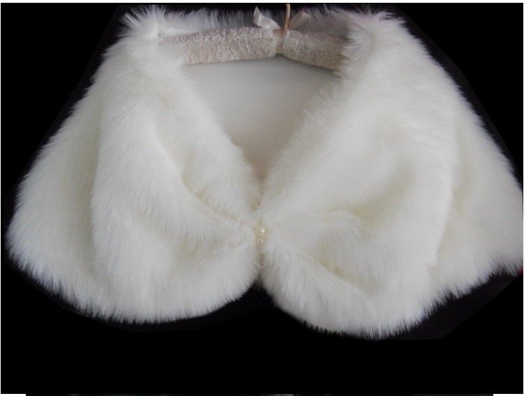 Wholesale - New design milk white Ivory Sleeveless Faux Fur Ruffles Bridal Wedding Jackets / Wraps z035