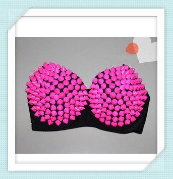 Wholesale New  fashion Sexy Women Party Rivets Studs Design Sexy Bra Hip-Top Punk Dance Bras for women