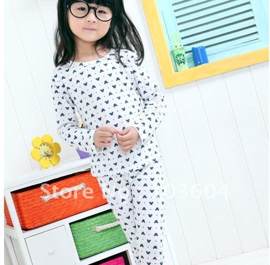 Wholesale -! New girls tracksuit cotton children's underwear sets (blue flowers)