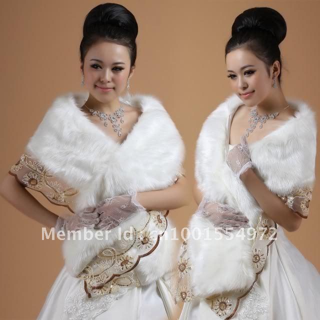 Wholesale New ivory Faux Fur bride Wrap/Bolero/Coat/Shawl