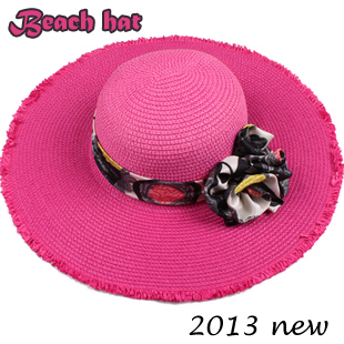 Wholesale new summer beach hat / travel holiday leisure cap / flowers visor / trend of fashion ladies large brim hats for women