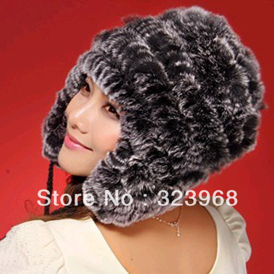 Wholesale New Warm Soft 100% Genuine Rex Rabbit Fur Caps Hat  RC024