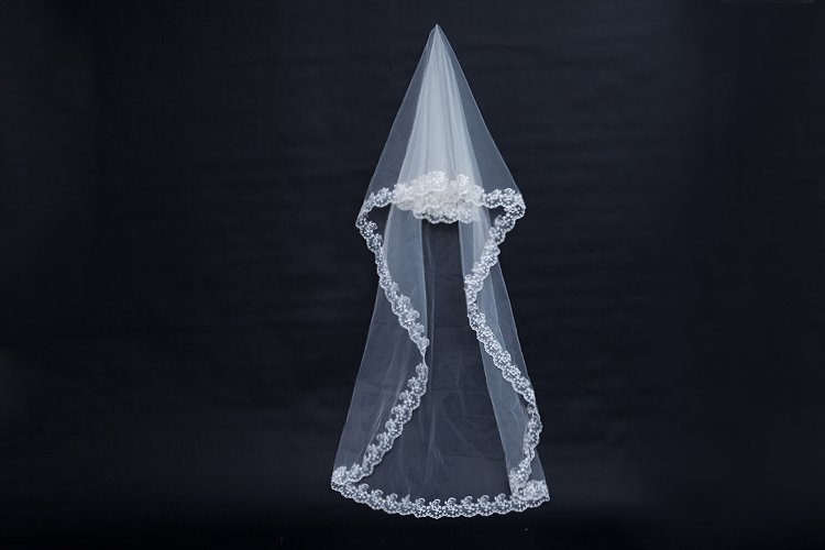 Wholesale - Newest Gorgeous exquisite 1T White Elegant Lace Edge Bridal Wedding Veil Cathedral Bridal Accessories