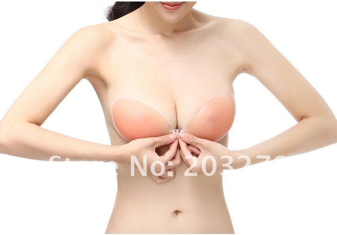 Wholesale - Nude Invisible Strapless Strapless Self Adhesive Silicone Bra Cup Size:A B C D free shipping DHL/EMS