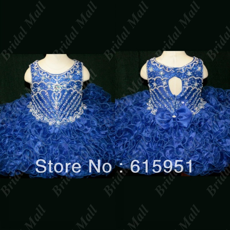 Wholesale off shoulder with crystal beaded sequined ruffle blue flower girls dress little girls pageant dress patterns JW218