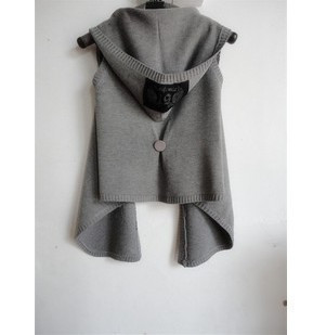Wholesale,On sale , Spring 100% cotton denim vest female autumn sleeveless hooded cape cardigan knitted vest ,Free shipping