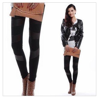 Wholesale pants/Former knee three skin splicing leather base pants