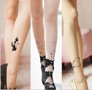 Wholesale Personalized tattoo stockings thin sexy tattoo stockings silk Star silky Ultra-thin stockings 6pcs/lot
