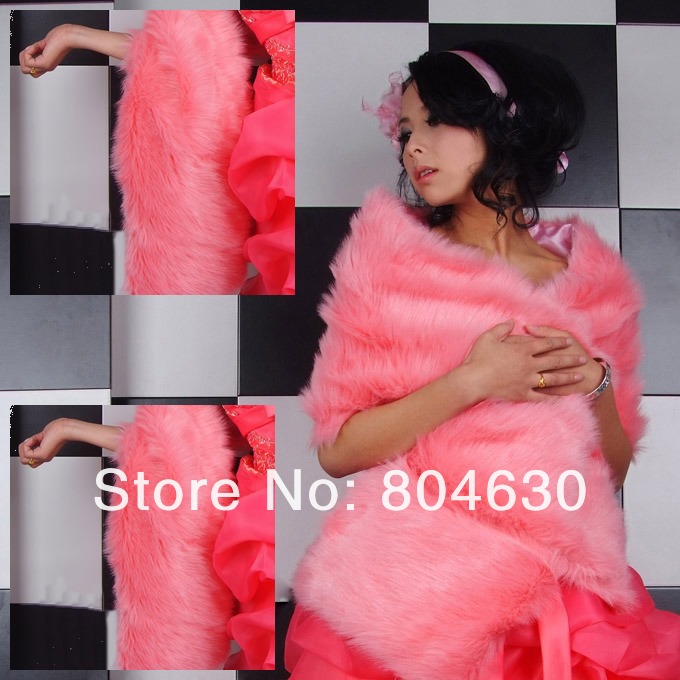 wholesale pink color bride shawl dress plush warm long strip party wrap 6pcs/lot free size