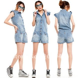 Wholesale Popular Denim Ladies' Suspender Jean Overalls