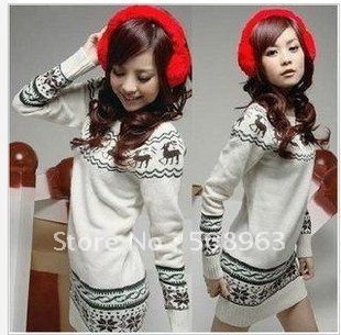 Wholesale price!2012 new arrival loose women's long design onta sweater outerwear  long-sleeve print sweater