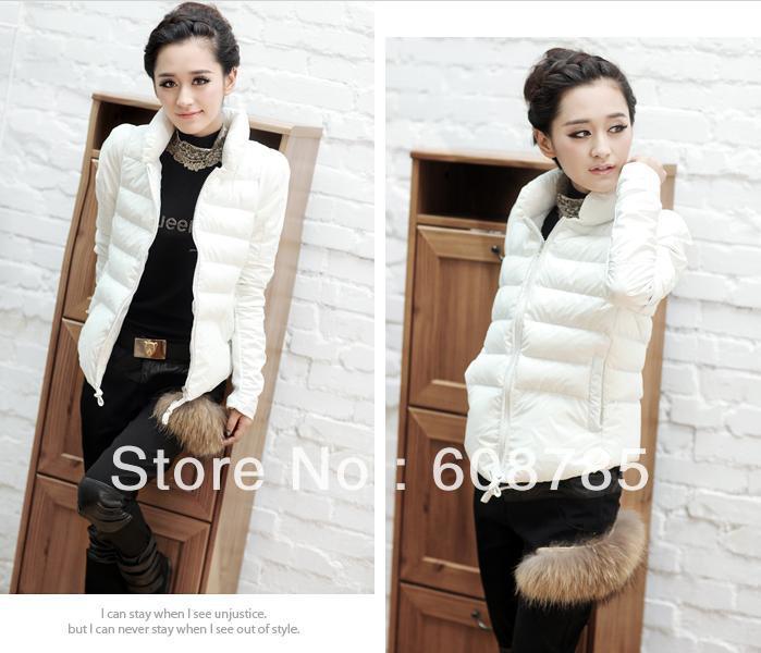 Wholesale price  white short design slim thin down jacket from factory S6 free shipping