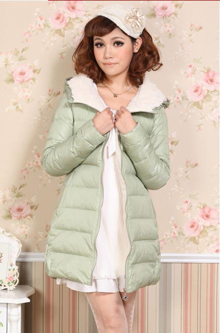 Wholesale price Women's down coat medium-long white duck down JACKET thin winter with a hood fleece lined SS4