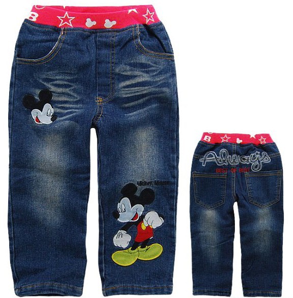 Wholesale promotion baby lovely Mickey Mouse long jeans boy`s & girl`s unisex cartoon pants free shipping CPAM 6pcs