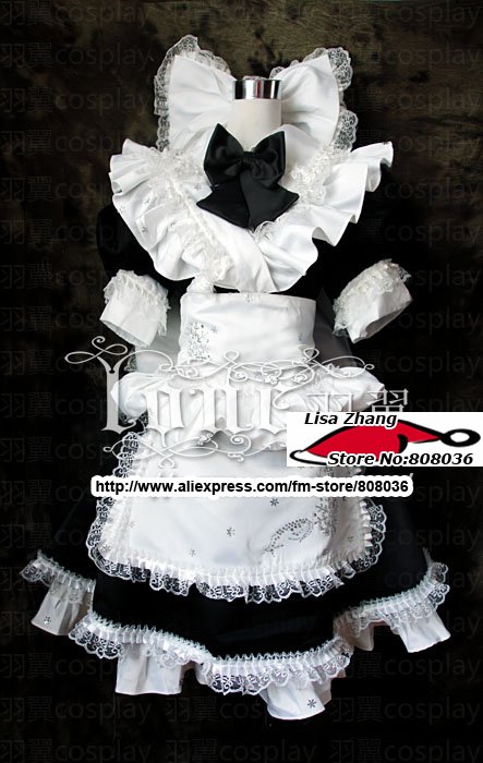 wholesale promotion sale winter snow Classic white black home maid lolita dresses freeshipping