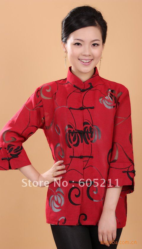 wholesale purvey fangle handwork Chinese Women's Silk Linen Three-Quarter Sleeve jacket SIZE S/M/L/XL/XXL/XXXL " WNS 2206-1"
