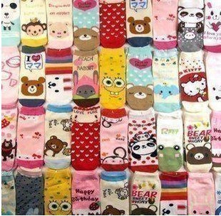 wholesale random 6pair lovely cotton socks cartoon colors socks sport socks