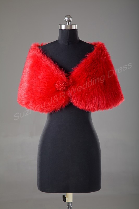 Wholesale Red Warm Faux Fur Bolero Bridal Wedding Wrap Shawl Jacket Coat  Accessories Free Shipping 5660