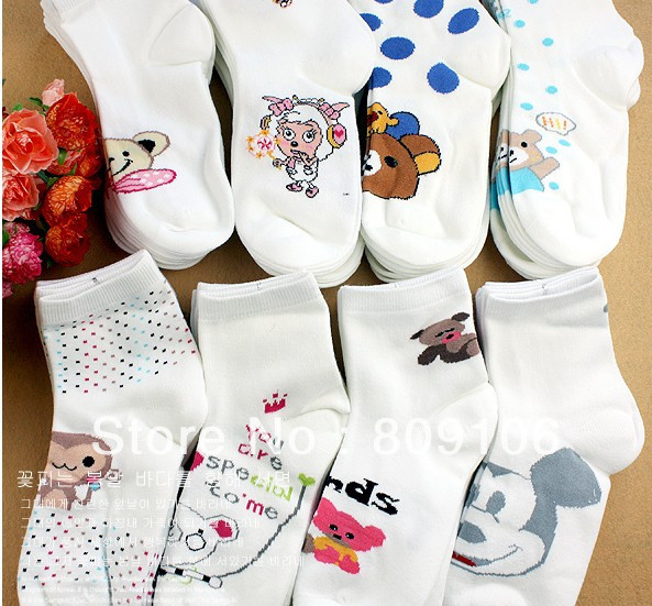 wholesale/retail, 2011 women's cartoon cotton socks cotton socks ,free shipping