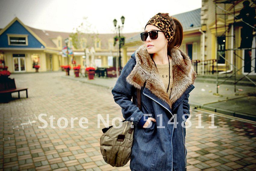 wholesale & Retail 2013 new fashion Winter thick warm  Denim women's coat Faux fur  coat  jacket clothes  Free Shipping