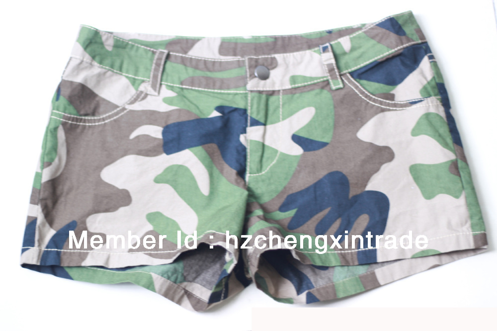Wholesale & Retail 2013 women camouflage print summer short wahsed  hot  pants  XS-XL