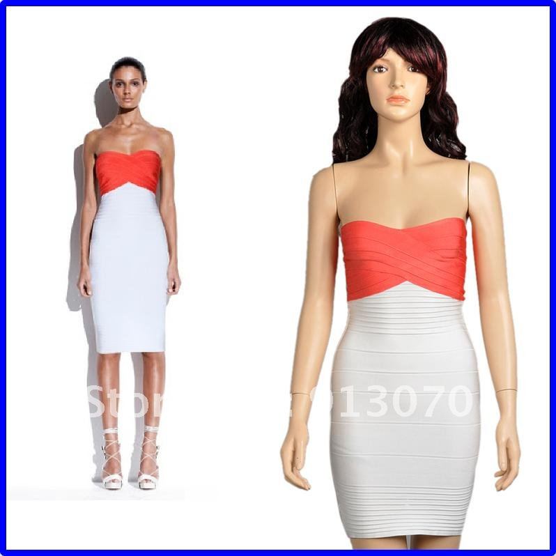 Wholesale/Retail Free Shipping Sexy Sheath Strapless Elastic Bandage Mini Evening Party Celebrity Dress A-0730