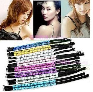 wholesale retail Ladies fashion Sexy Style ADJUSTABLE BRA BELT SHOULDER STRAP multi color available shiny crystal party star