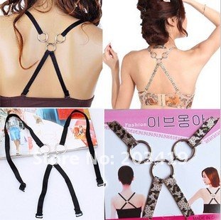 wholesale retail Ladies Fashion Three Metal rings chain Circles Sexy Style ADJUSTABLE BRA BELT SHOULDER STRAP 2 colors available