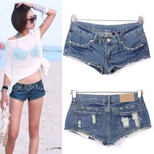 Wholesale&Retail Vintage color Ripped Women Shorts Sexy Summer Hot Pants Denim Low Waist Jean