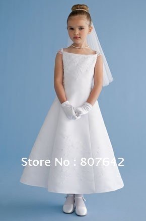 wholesale & retail White A-line beaded tulle junior bridesmaid dresses flower girl dress girl wear Sky777