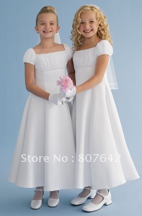 wholesale & retail White A-line beaded tulle junior bridesmaid dresses flower girl dress girl wear Sky785