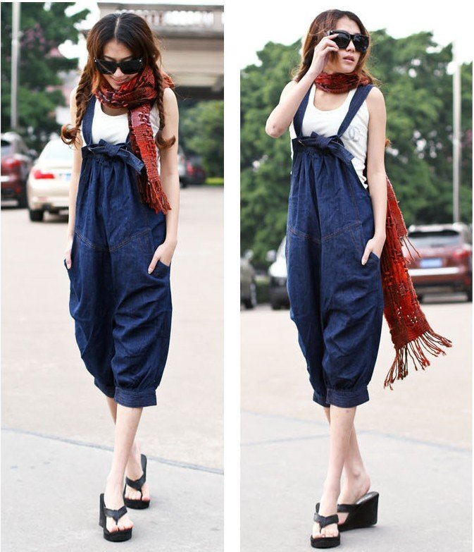 wholesale rompers  2012 women's overalls loose Japan and Korea Denim overalls, Hanging crotch shorts free shipping