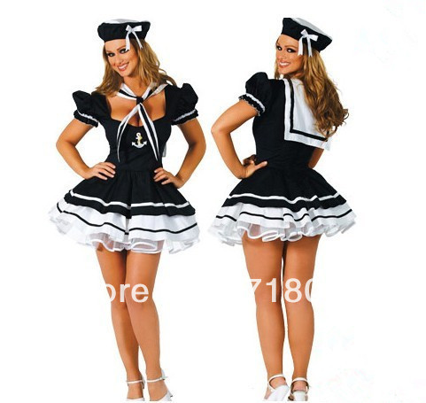 Wholesale Sexy female Blue Sailor Cosutme for Roles Play (35% Polyester)  in 2013