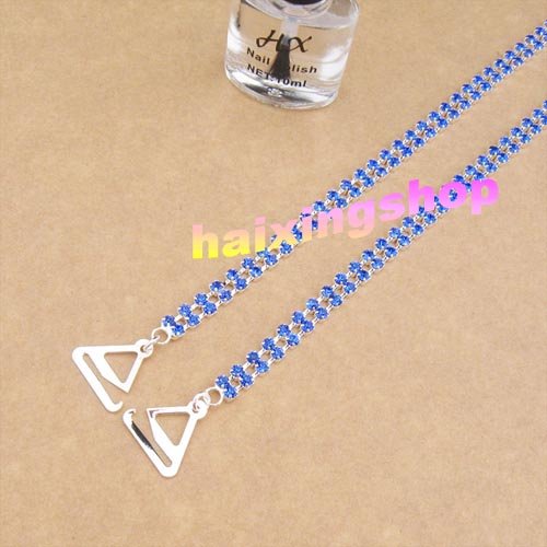 Wholesale - SEXY STUNNING BLUE RHINESTONE BRA STRAPS 2 ROW Crystal free shipping