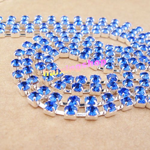 Wholesale - SEXY STUNNING BLUE RHINESTONE BRA STRAPS 2 ROW Crystal free shipping