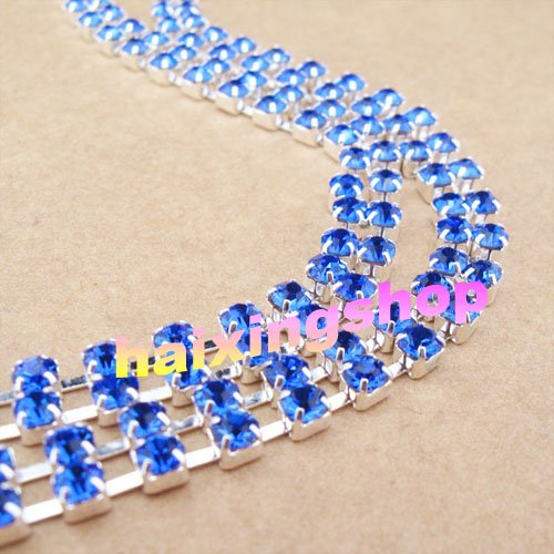 Wholesale - SEXY STUNNING BLUE RHINESTONE BRA STRAPS 2 ROW Crystal free shipping