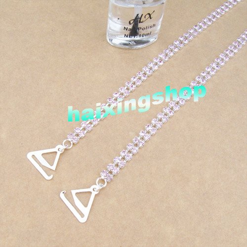 Wholesale - SEXY STUNNING pink RHINESTONE BRA STRAPS 2 ROW Crystal free shipping