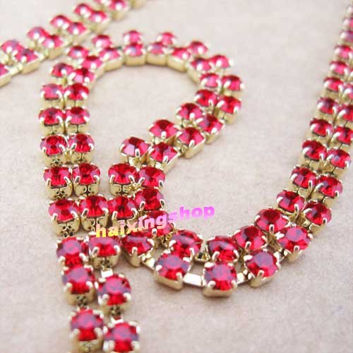 Wholesale - SEXY STUNNING RED RHINESTONE BRA STRAPS 2 ROW Crystal free shipping