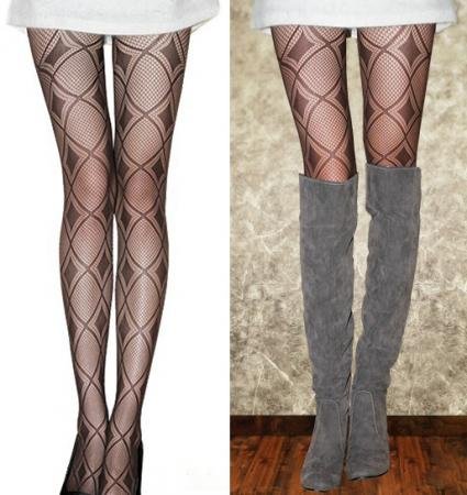 Wholesale Sexy Womens Argyle Jacquard Fishnet Tights Stocking Ladies' Fashion Pantyhose With Retail Bag S2527# Free Shipping