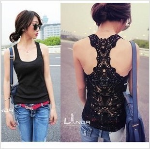 Wholesale  spring new arrival fashion normic after lace patchwork type universal vest Free shipping