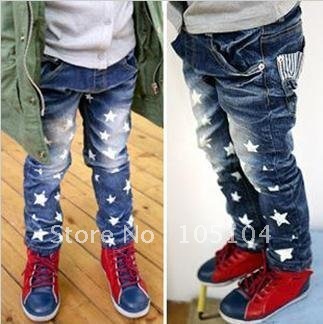 Wholesale star shape children's/kids/girls/ boys'/baby Jeans pants trousers