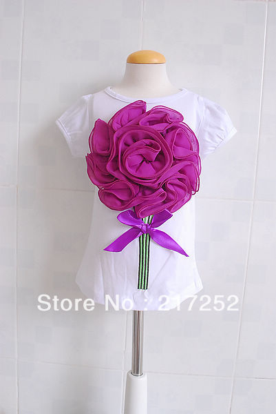 wholesale Stereo flowers childrens clothing boy's girl's vest tops tees shirts free shipping 8 colors can choose