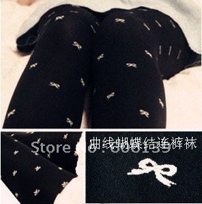 Wholesale - sweet style Velvet slim cute bowknot panty stockings 10pcs/lot free shipping