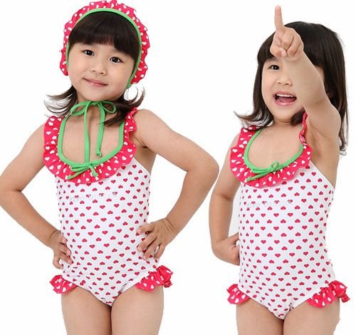 Wholesale swimwear the children piece swimsuit, peach heart girls swimsuit 1121 #