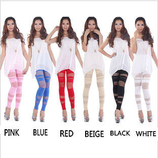 Wholesale Trend Staggered Leggings Womens Punk Cross Straps Footless Stockings Stretch Leggings Tight Pants  5 colors