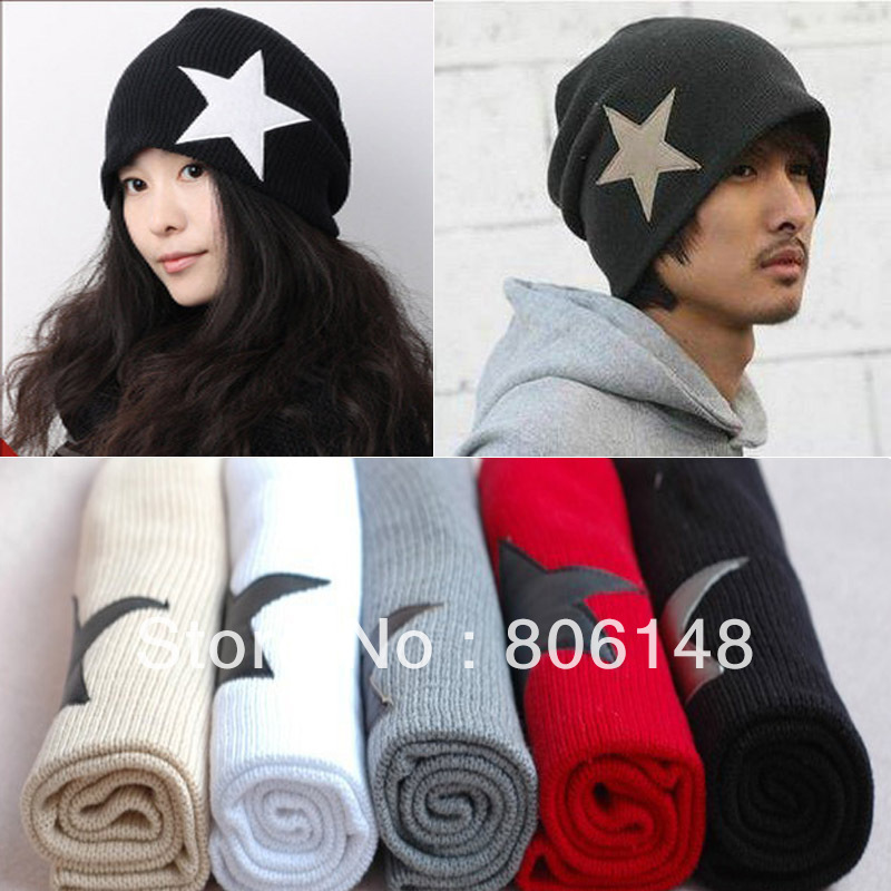 Wholesale Unisex Autumn and winter lovers design knitted hat  five-pointed star, Free shipping fashion Beanies knitted caps