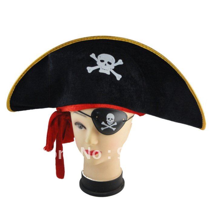 wholesale unisex Pirate captain hats & eyeshade,Halloween party's best dress.fit for adults