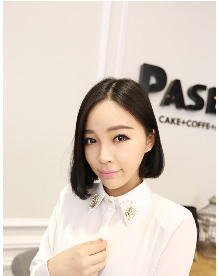 Wholesale Vintage 2013 Women Spring Chiffon Blouse Beaded Collar Cozy Shirt (Black,White) Freeshipping